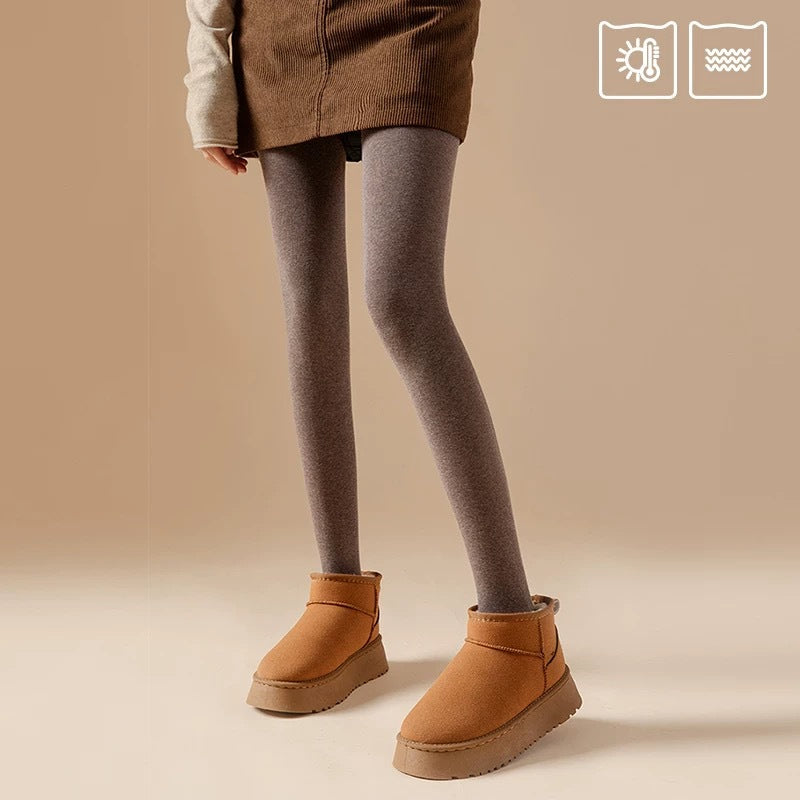 Women's Striped Fleece-Lined Leggings, Thick Warm Vertical Stripe Slimming Full-Length Leggings for Fall & Winter