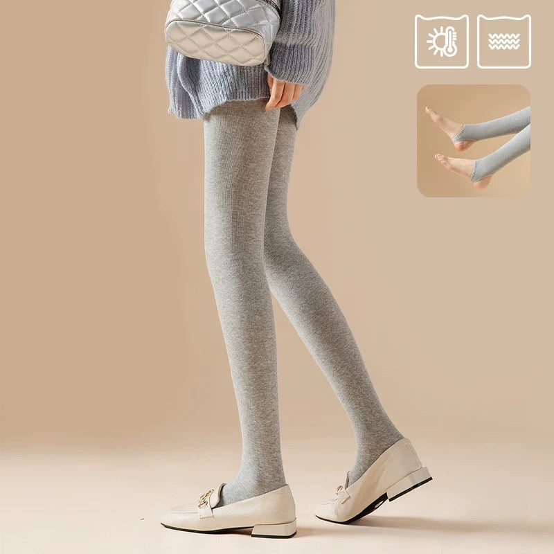 Women's Striped Fleece-Lined Leggings, Thick Warm Vertical Stripe Slimming Full-Length Leggings for Fall & Winter
