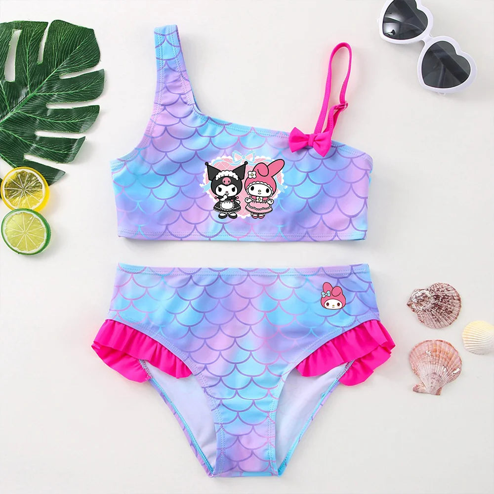 My Melody Girls Tankini Swimsuits Summer Beach wear Children Kids Wear Bathing Suits Two-pieces Bikini Dresses Fashion