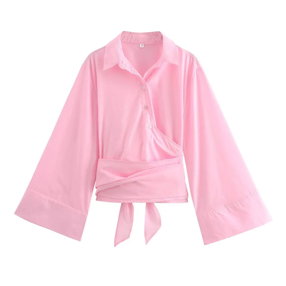 2024 Summer New Fashionable Women's Fashion Avant-garde Slim Fit Design Feel Double breasted Poplin Shirt
