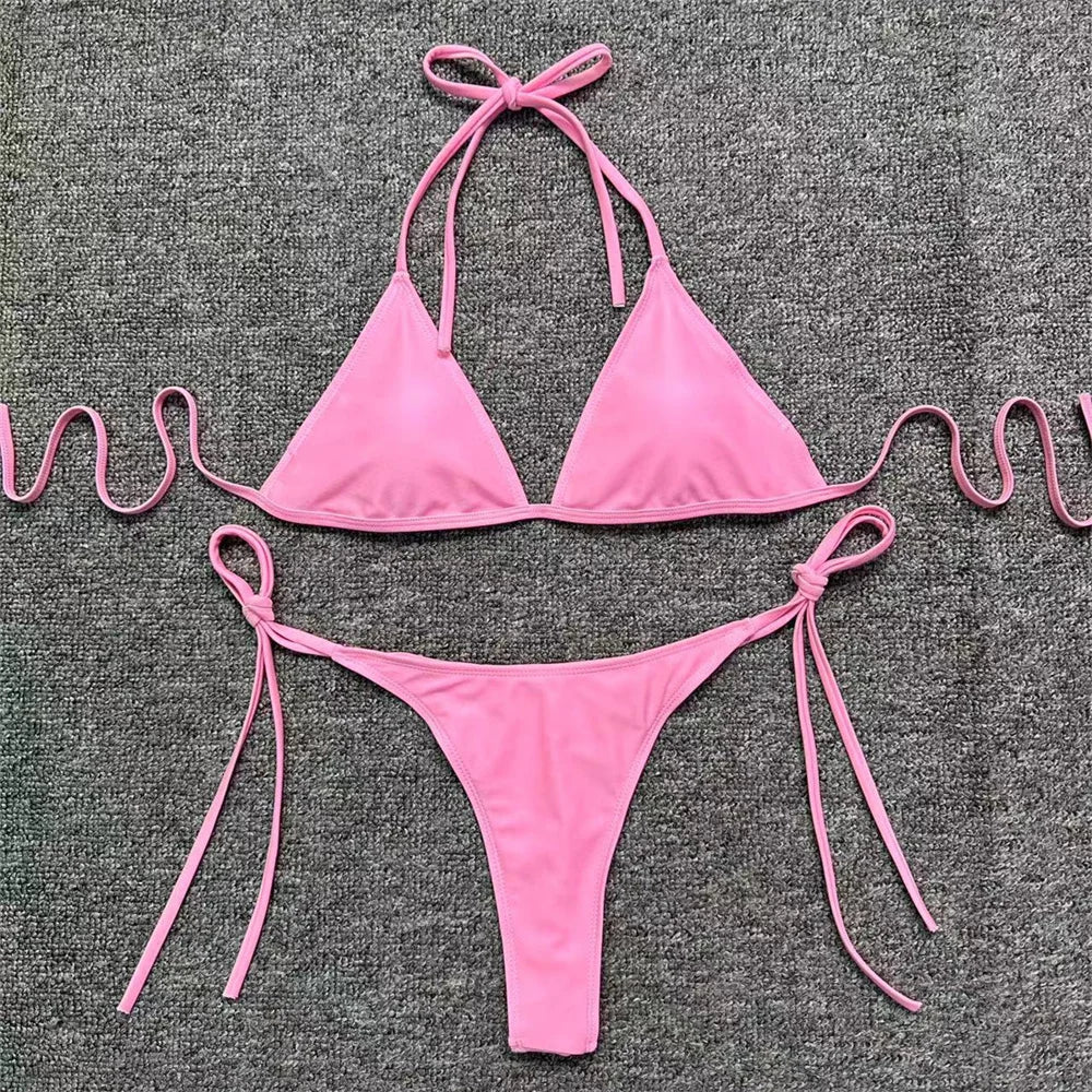 Micro String Extrem Bikini Backless Swimsuit Push Up Triangle Tangas Women Swimwear Y2k Brazilian Beachwear Bathing Suit Bikinis