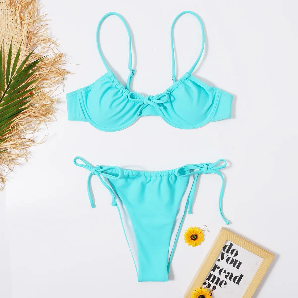 Sexy Bikini Set Women Bathing Suit Solid Pleated Lace Up Thong Split Micro Bikini Summer 2025 New Beach Wear Two Pieces Swimwear