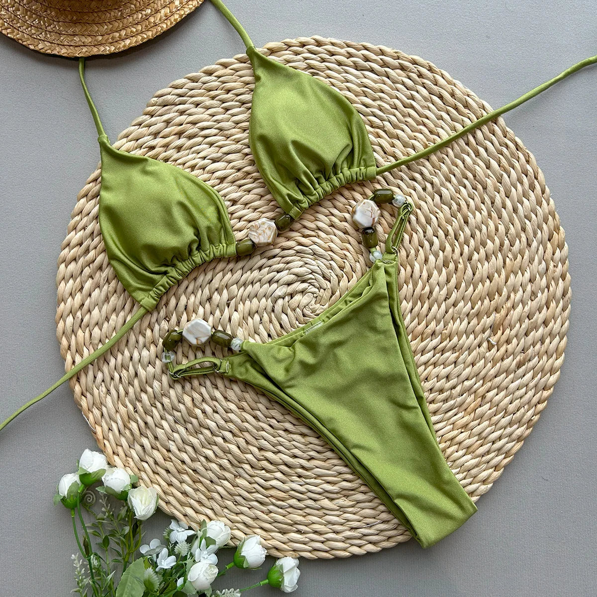 2025 New Bikini Sexy Bikini Solid Color Split Women's Swimsuit