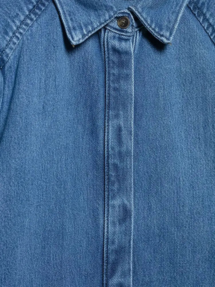 TFAFXY Spring Summer Casual Women's Denim Blouse Collar Single Breasted Loose Blouse New Fashion Shirts
