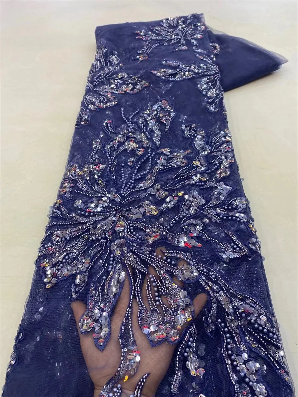 African Lace Fabric 2025 Sequins Beaded Embroidery Groom Nigerian Bridal High Quality French Tulle Lace Fabric For Wedding Party