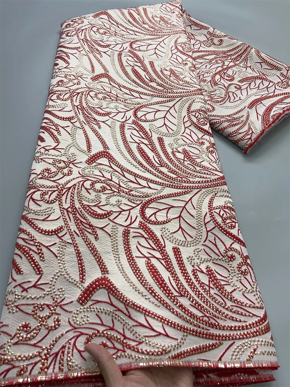 Kalume Luxury African Tulle Brocade Lace Fabric - French Gilding - 2african, 5 Yards