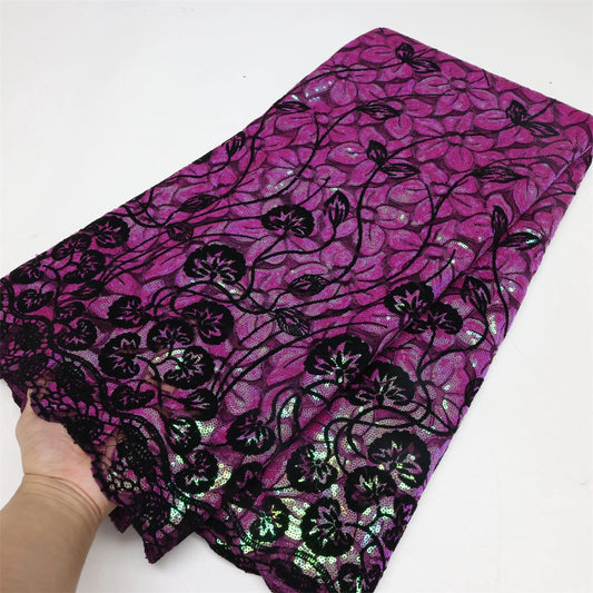 New Design High Quality 2025 African Nigerian Tulle Lace Fabric Embroidery Party Dress Sequins French Net Mesh Fabric For Sewing