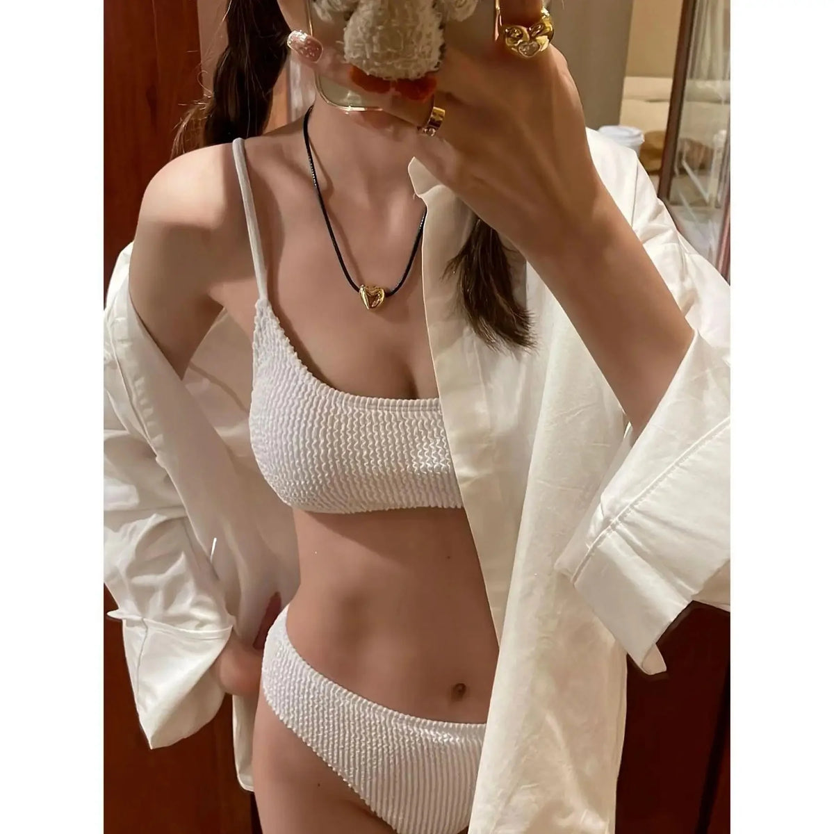 Multicolor Korean Japanese Style Bikini Set Women's Holiday Swimwear Girl's Color Separate Design Fashionable Beachwear