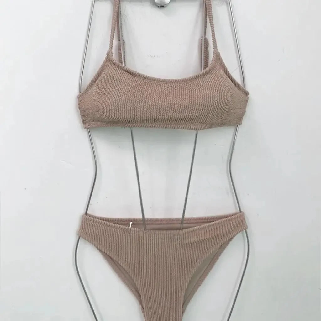 Multicolor Korean Japanese Style Bikini Set Women's Holiday Swimwear Girl's Color Separate Design Fashionable Beachwear