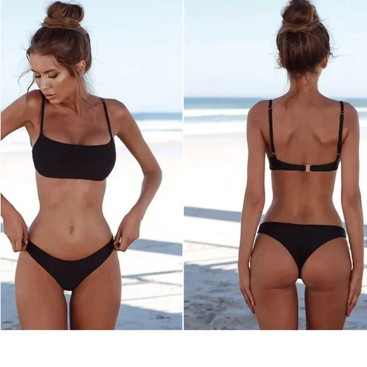 New Solid Sexy Bikini Set Women Swimming Suit Fashion Swimsuit Two-Piece Swimwear Bathing Suit Female Biquini S-XL Sets