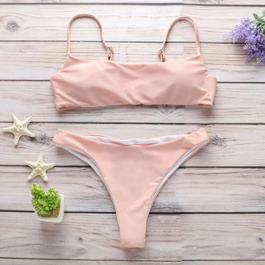 New Solid Sexy Bikini Set Women Swimming Suit Fashion Swimsuit Two-Piece Swimwear Bathing Suit Female Biquini S-XL Sets