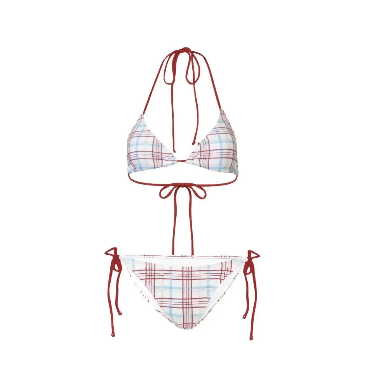 Sexy Plaid Bikini Swimsuit Beach Vacation Retro Separate Swimwear for Young Girls Small Chest Grid Patterned Summer Fun
