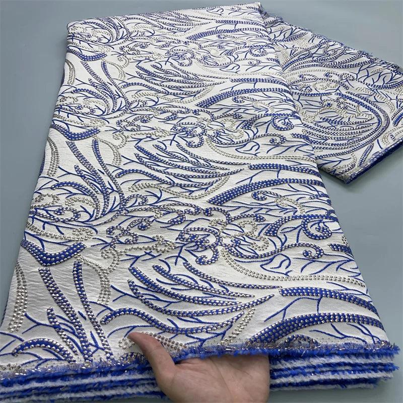 Kalume Luxury African Tulle Brocade Lace Fabric - French Gilding - 2african, 5 Yards