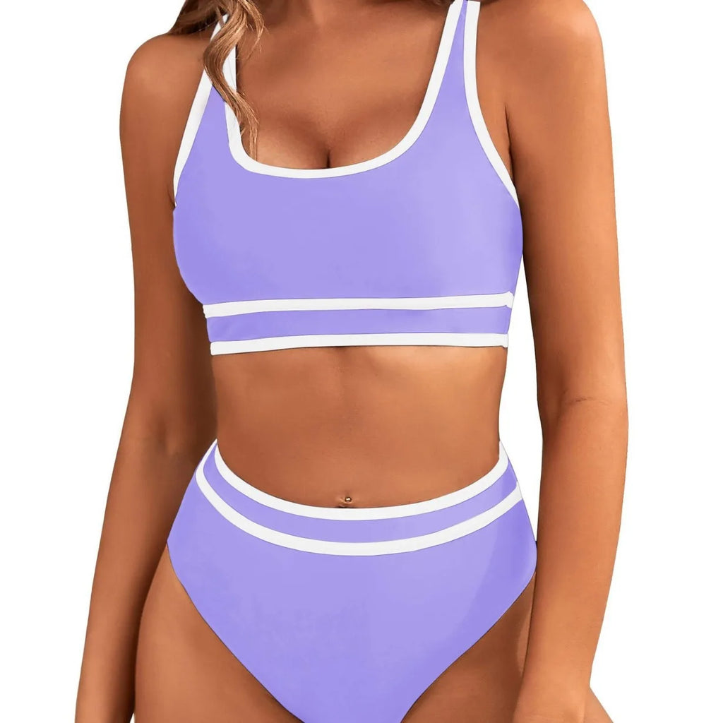Sexy Solid Bikini 2024 Mujer High Cut Pleate Women's Swimsuit Separate Beach Bathing Suit High Waist Swimwear Biquini New