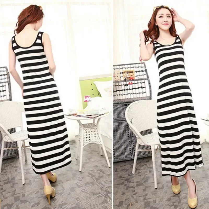Backless Sleeveless Tank top Dress Women Slim Midi Long Bodycon Dresses