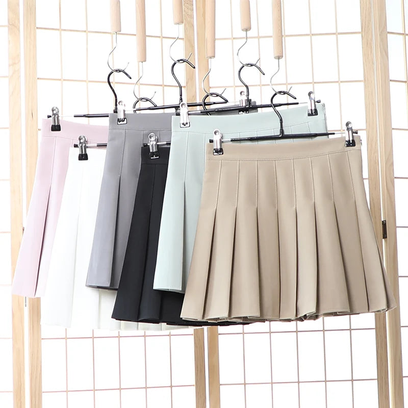 Women Pleated Skirt High Waist 2023 Summer Clothes Female Khaki A-Line Korean Preppy Style Jupes Black Mini Skirts For Girls