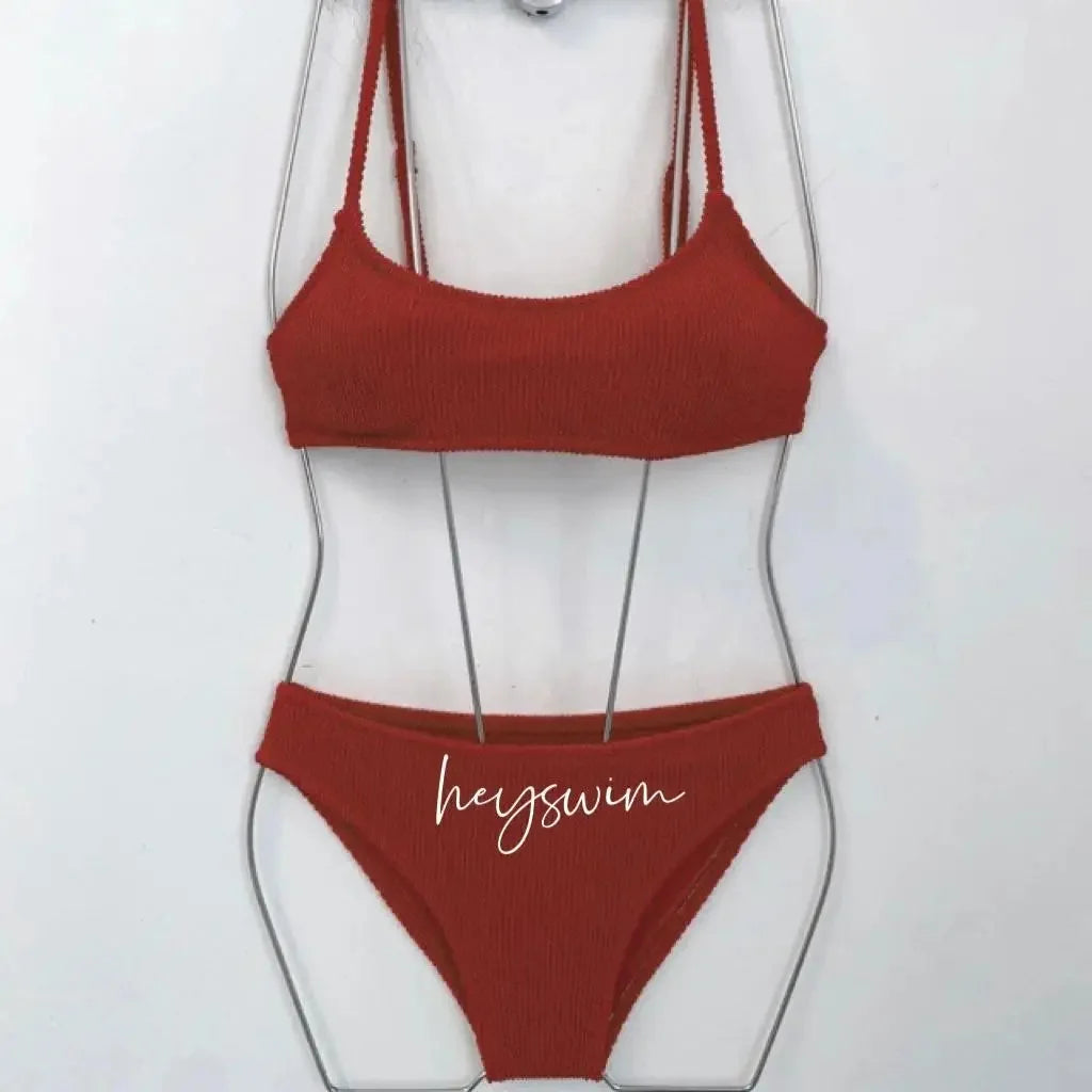 Multicolor Korean Japanese Style Bikini Set Women's Holiday Swimwear Girl's Color Separate Design Fashionable Beachwear
