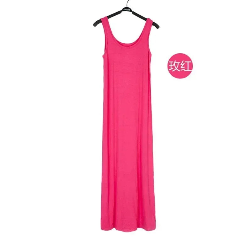 Backless Sleeveless Tank top Dress Women Slim Midi Long Bodycon Dresses