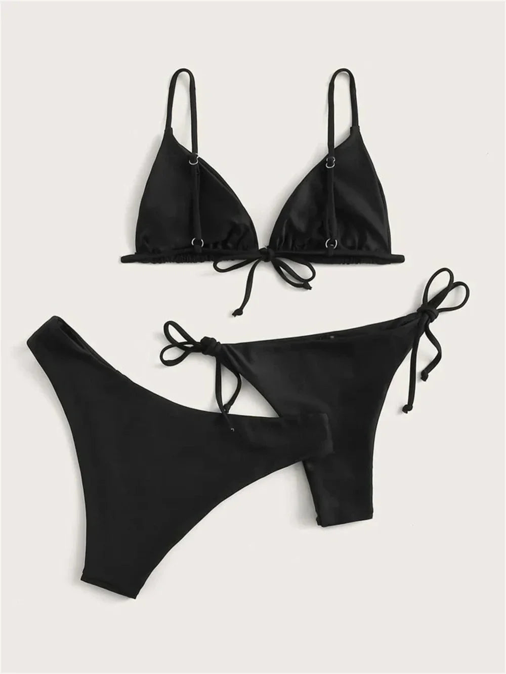 Black Bikini Extreme Swimsuit Triangle Sexy String Swimwear 3Piece Bikinis Set Women Bathing Suit Beach Tangas Biquinis Feminino
