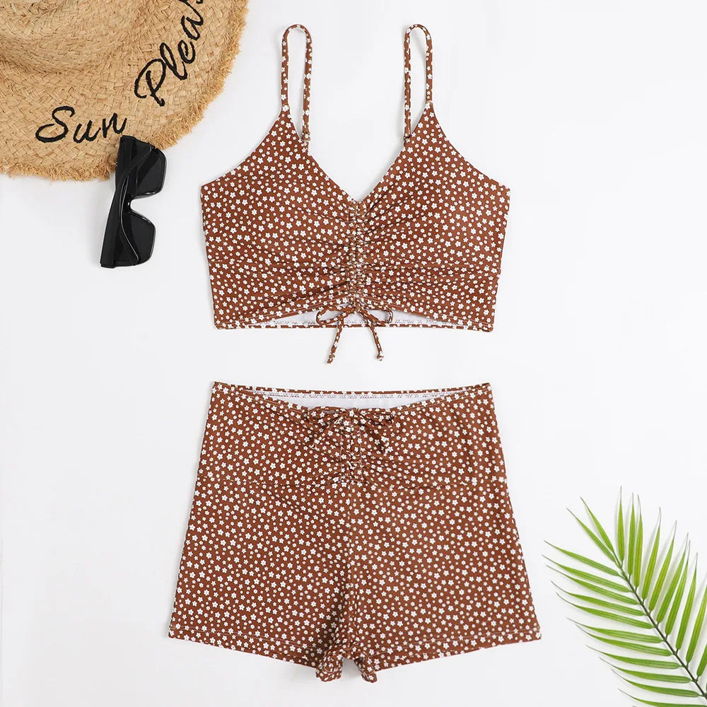 2025 High Waist Bikini Swimsuit Women Push Up Bikini Floral Swimsuit Print Bikini boxers Swimwear Swim Trunks Bathing Suit