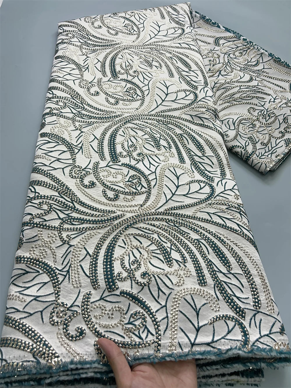Kalume Luxury African Tulle Brocade Lace Fabric - French Gilding - 2african, 5 Yards