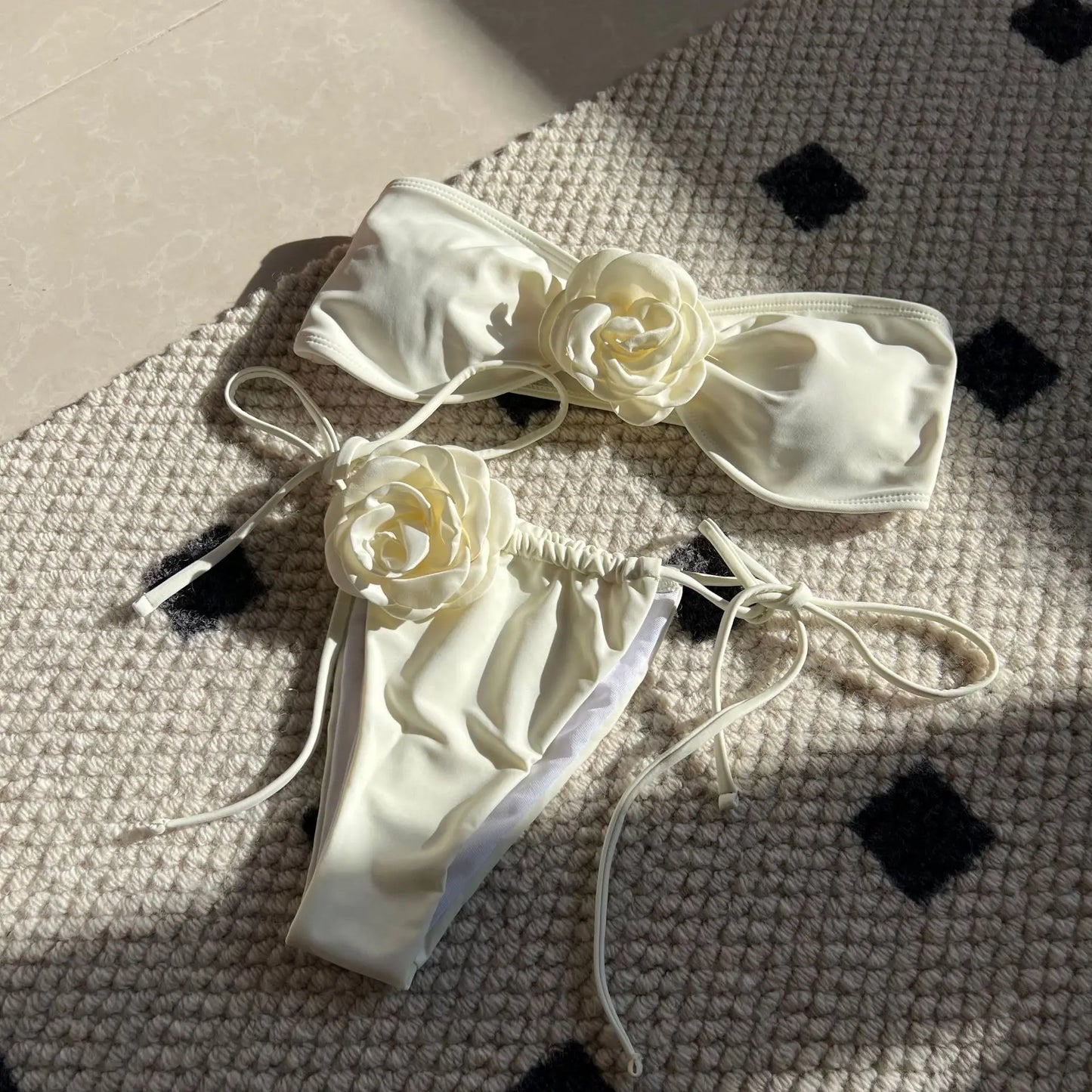 3D Flowers High Cut Bikini Female Swimsuit Women Swimwear Two-pieces Bikini set Bather Bathing Suit Swim