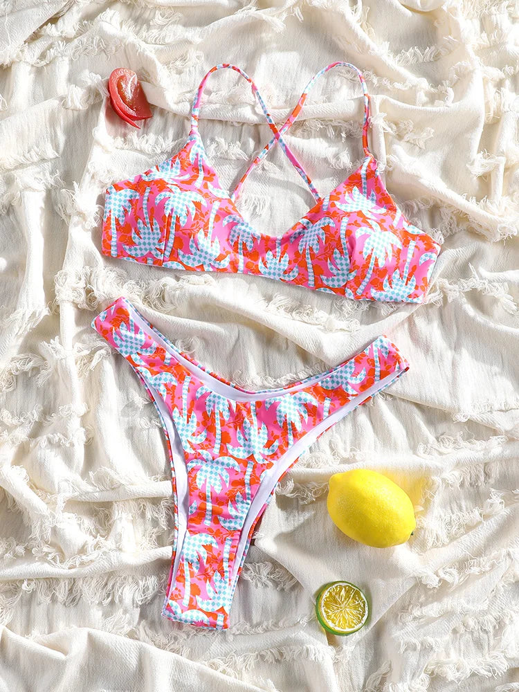 Sexy Bikini Set Print Bathsuit Swimsuit For Women Summer Bathing Suit Low Waist Bikinis Beachwear