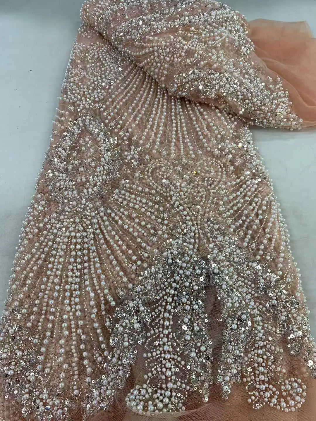 2025 Luxury Nigerian African Beaded Lace Fabric - Sequined - XT83, 5 Yards