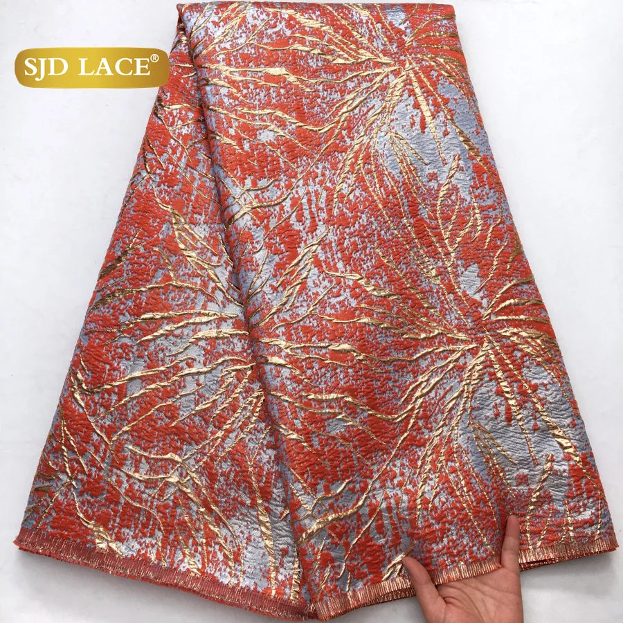 SJD African Damask Lace Fabric 2025 - French Brocade Jacquard - 6Damask, 5 Yards