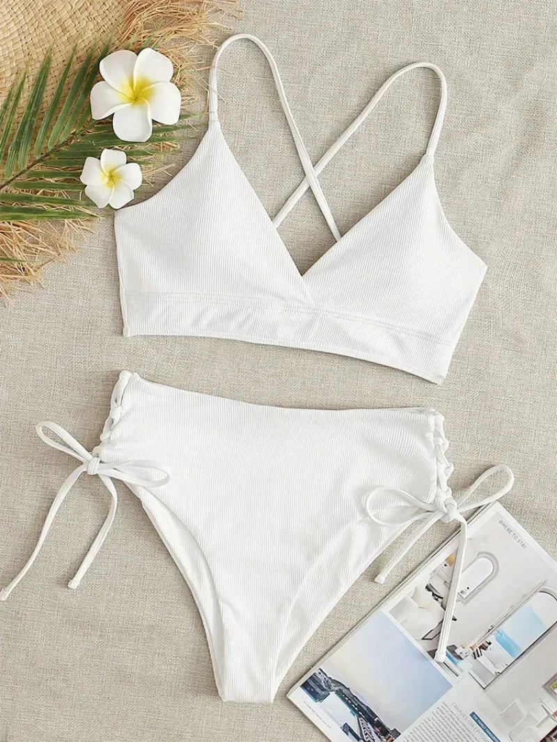 Sexy Bandage High Waist Brazilian Bikinis Sets Swimsuit Swimwear Swimming Suit for Women  New Bikini Mujer Biquinis