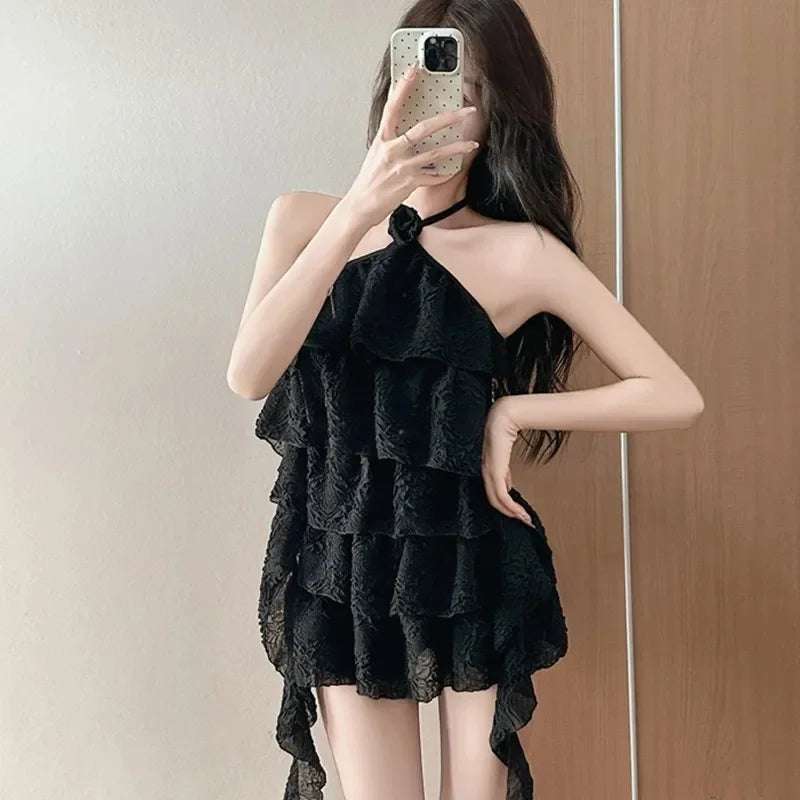 Cute Girl Bikini Swimsuit Women's Layered Lace Trim Slimming Belly Covering Swimming Suit New Model Chinese Brand AE Stock