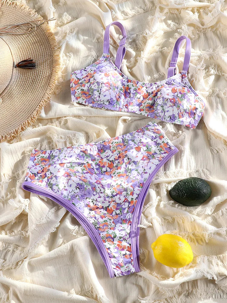 Printed Bikini Set Sexy Two Piece Set For Women Bikinis One Shoulder Swimsuit 2025 Swimsuits Low Waist Swimwear Summer Beachwear