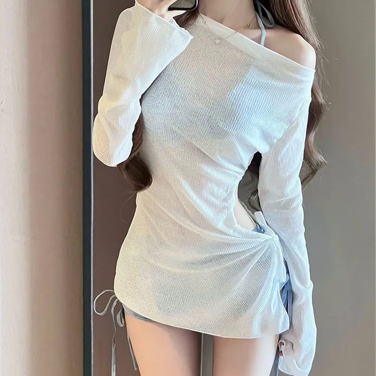 2025 New Swimsuit Women's Split Blouse Tie-dye Three-piece Set Fresh Wind To Cover The Belly and Look Thin Conservative Holiday