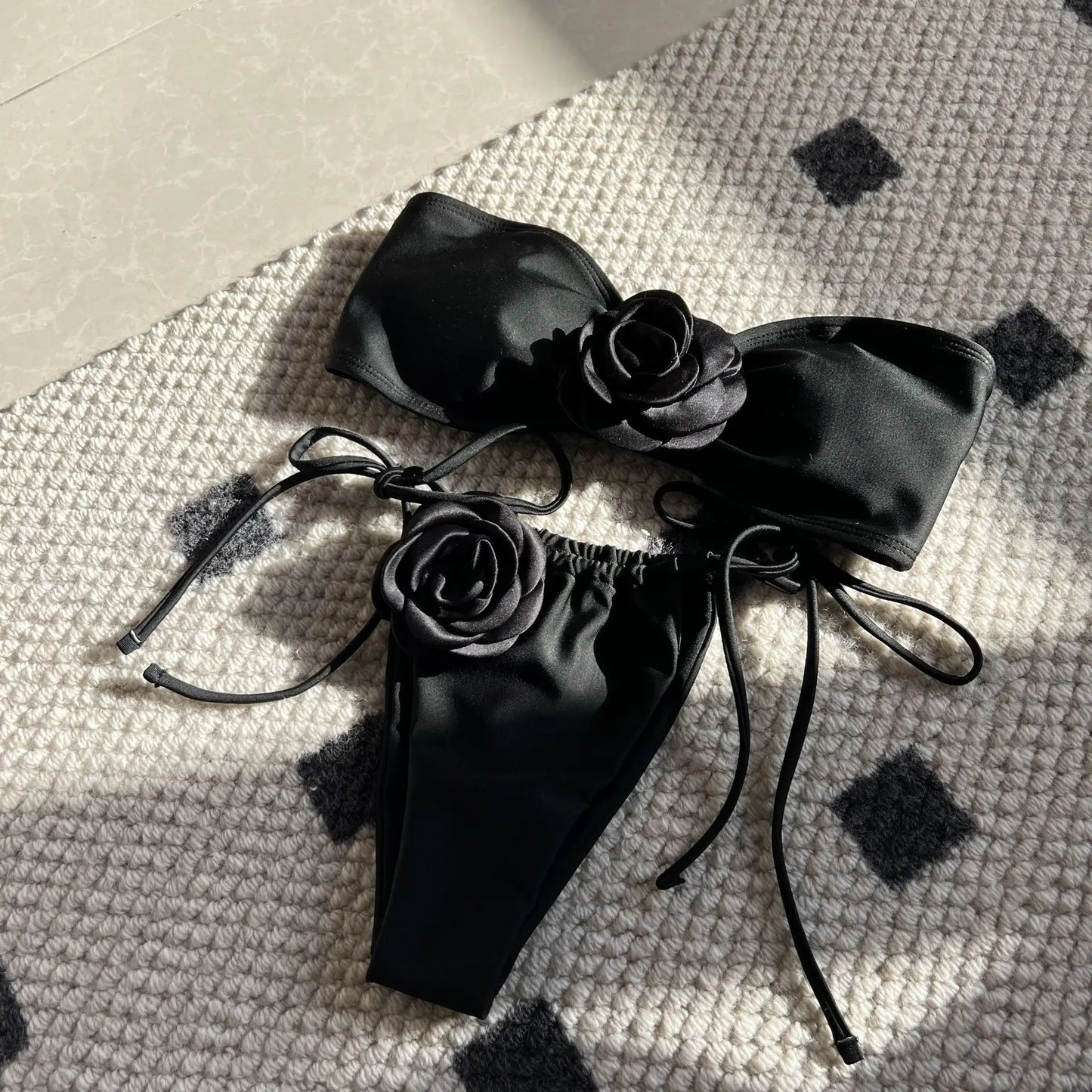 3D Flowers High Cut Bikini Female Swimsuit Women Swimwear Two-pieces Bikini set Bather Bathing Suit Swim