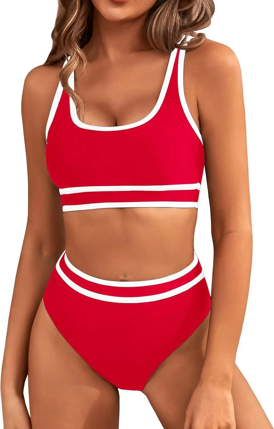 Sexy Solid Bikini 2024 Mujer High Cut Pleate Women's Swimsuit Separate Beach Bathing Suit High Waist Swimwear Biquini New