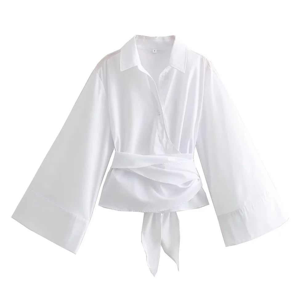 2024 Summer New Fashionable Women's Fashion Avant-garde Slim Fit Design Feel Double breasted Poplin Shirt