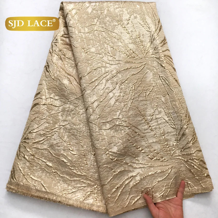 SJD African Damask Lace Fabric 2025 - French Brocade Jacquard - 6Damask, 5 Yards