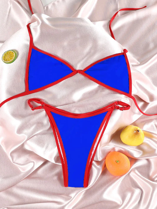 Triangle Bikinis Solid Bikini Set For Women Swimsuits Push Up Two Piece Suits Low Waist Swimwear Sexy Bikini Set