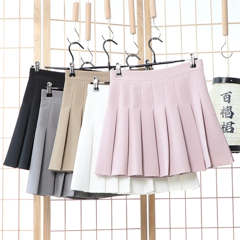 Women Pleated Skirt High Waist 2023 Summer Clothes Female Khaki A-Line Korean Preppy Style Jupes Black Mini Skirts For Girls