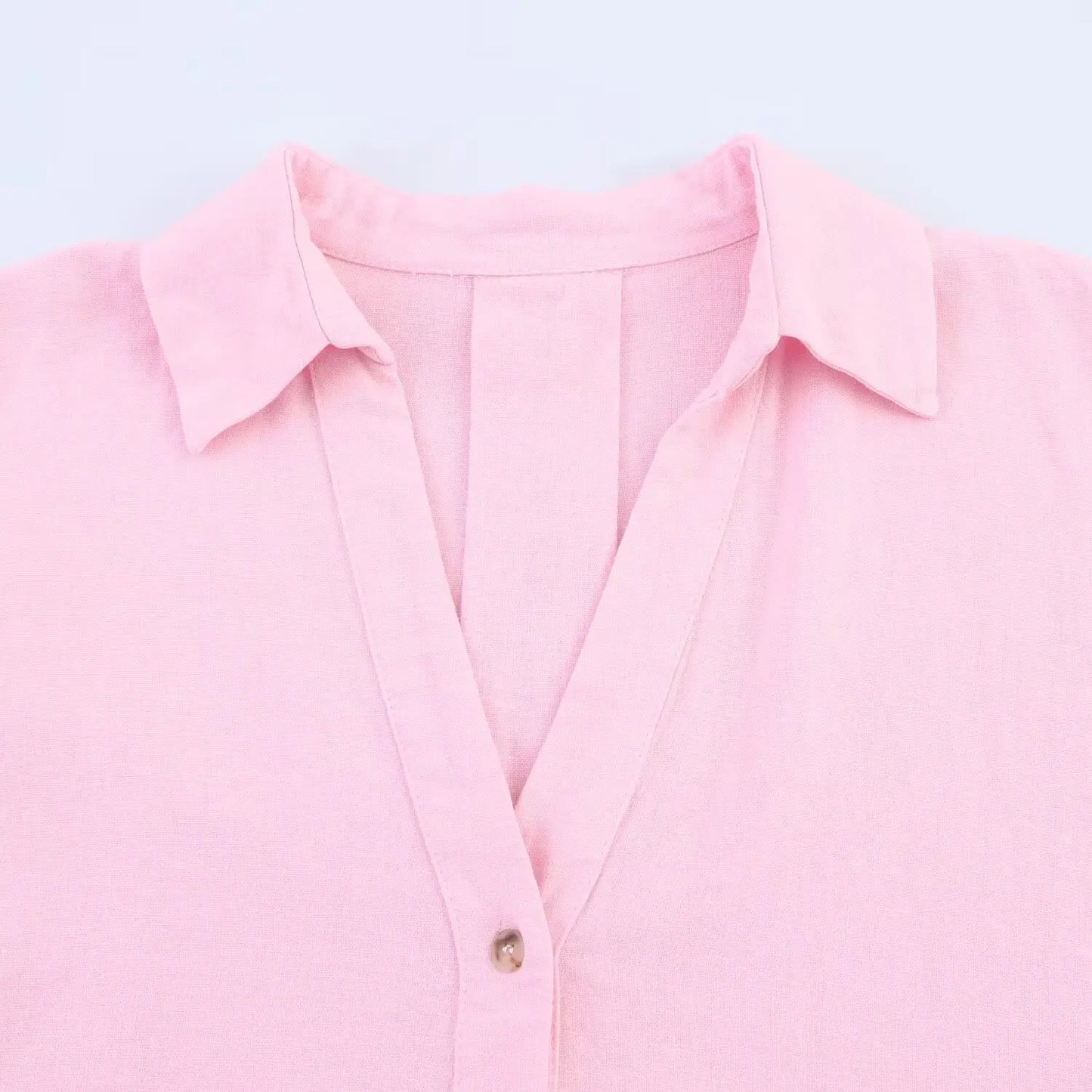 PB&ZA2025 Summer New Women's Commuter Versatile Linen Blended Wide Sleeve Lapel Casual Striped Shirt