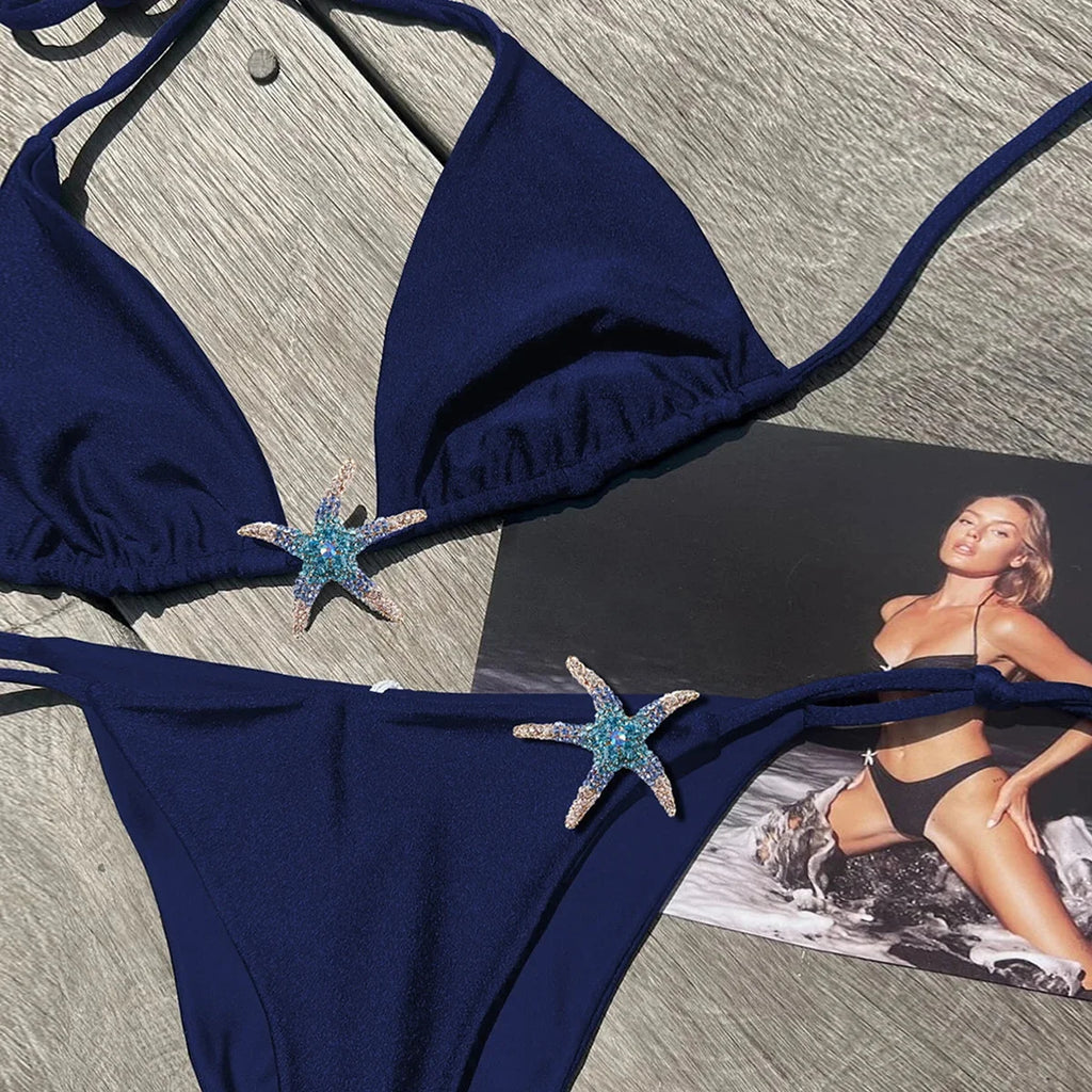 Sexy Bikini Swimsuit Women Swimwear Halter Bikinis Set Push Up Bathing Suit Solid Swimming Suit Biquini Female
