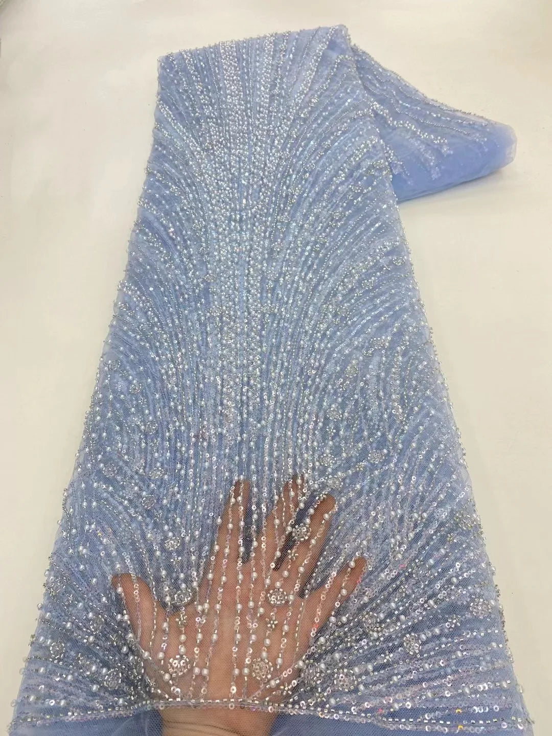 High Quality African Gold Handmade Beaded Lace Fabirc 2025 Sewing sequins Embroidery Nigreian Lace Fabric Women Wedding Dress