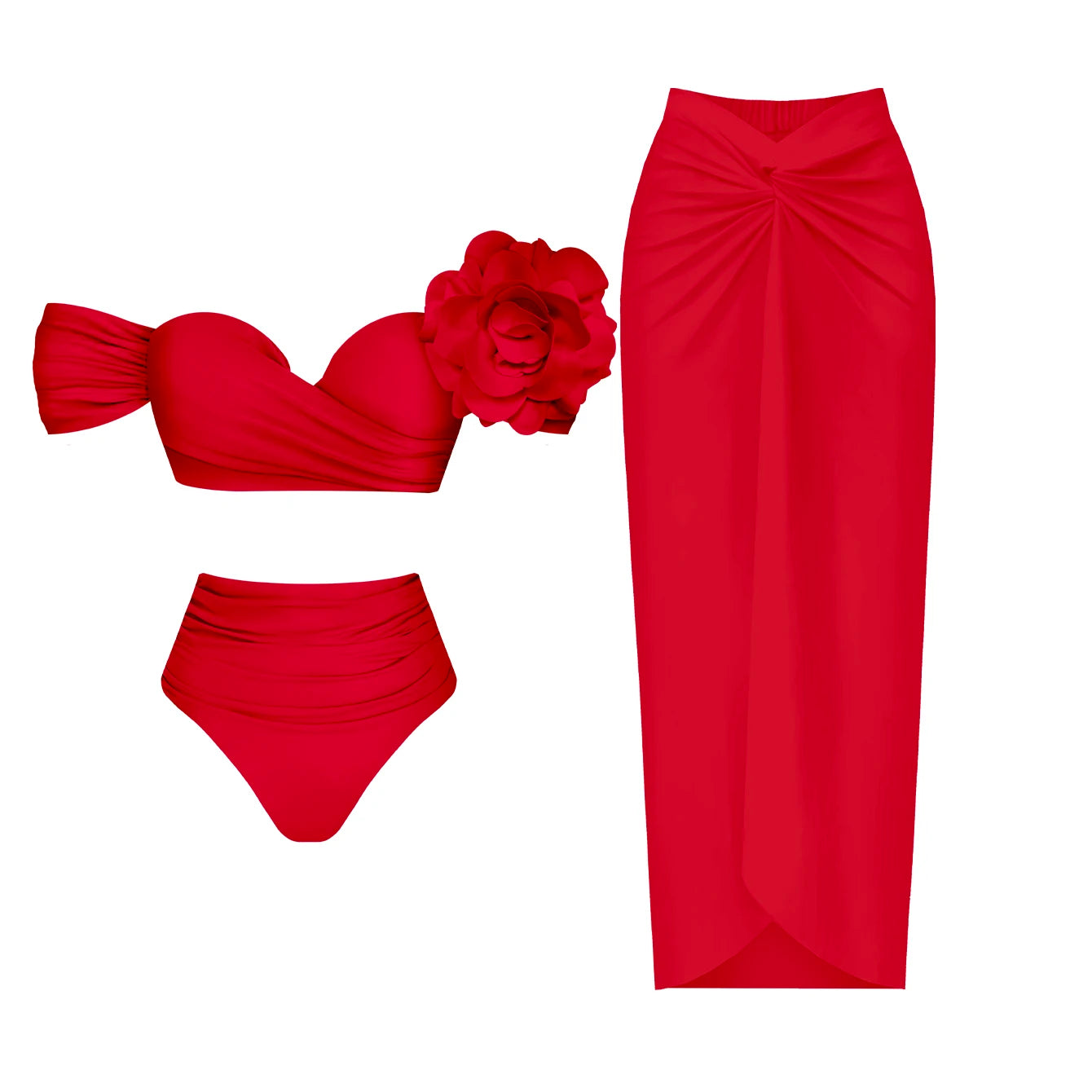 3D Flower Bikini Set Brazilian Biquini Low Waist Swimwear Push Up SwimSuit Women Solid Swimwear Sexy Beach Wear Female