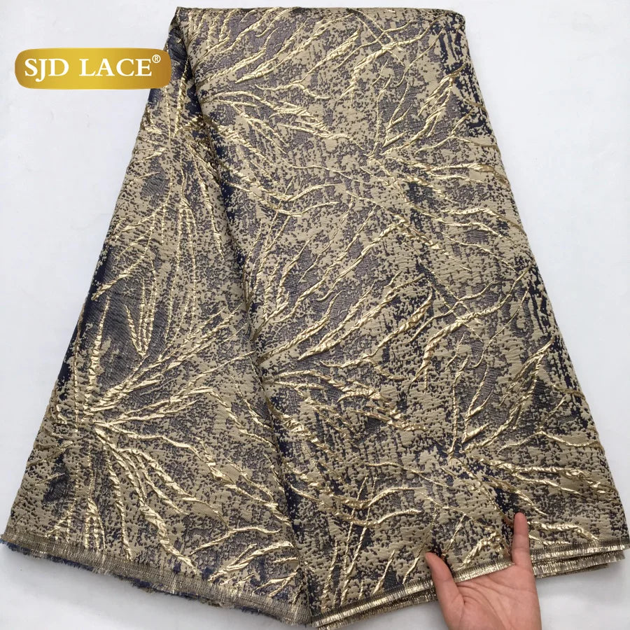 SJD African Damask Lace Fabric 2025 - French Brocade Jacquard - 6Damask, 5 Yards