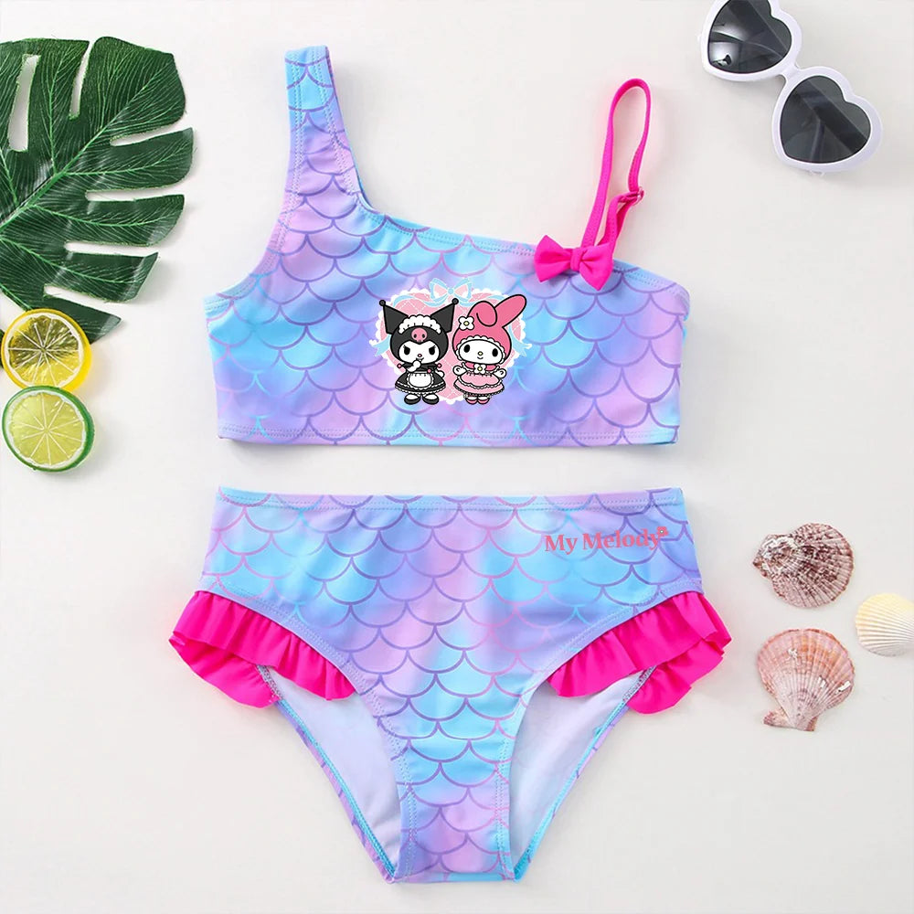 My Melody Girls Tankini Swimsuits Summer Beach wear Children Kids Wear Bathing Suits Two-pieces Bikini Dresses Fashion