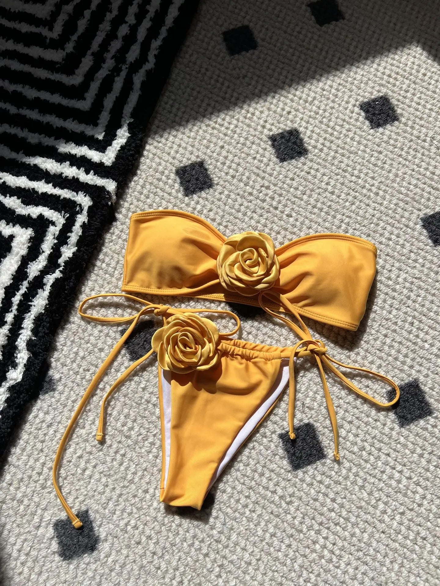 3D Flowers High Cut Bikini Female Swimsuit Women Swimwear Two-pieces Bikini set Bather Bathing Suit Swim