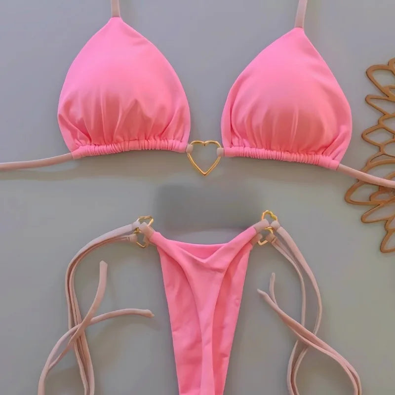 Micro Bikinis Push Up Women Swimsuits 2024 Sexy Swimwear Brazilian Bikini Set Thong Biquini Swim Suits Solid Beachwear Female