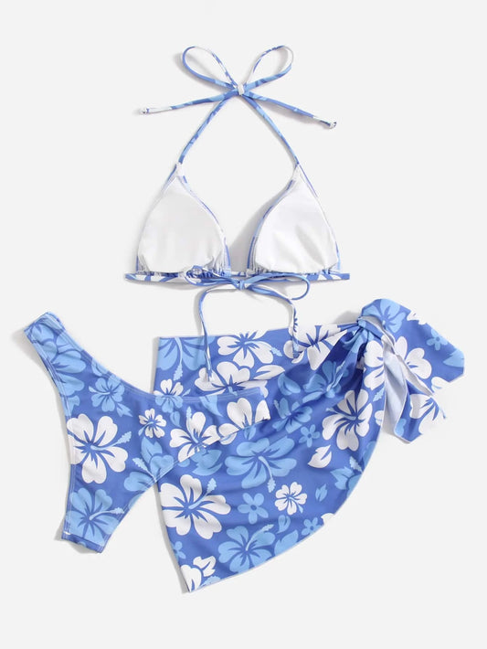 European and American Sexy Swimsuit Skirt Bikini Three-Piece Set