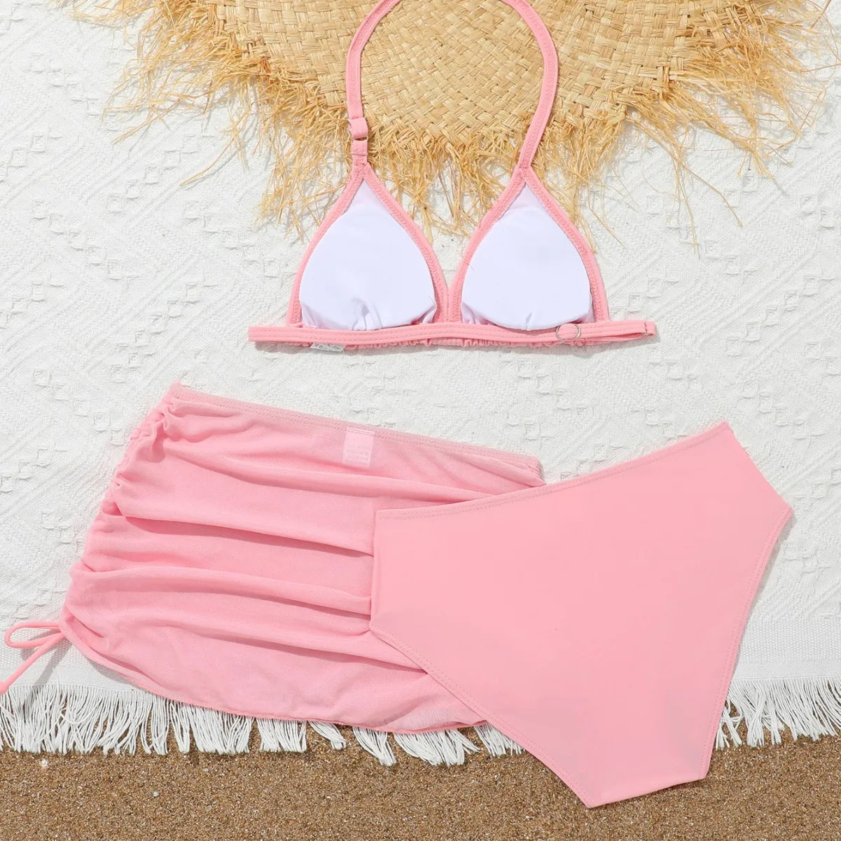 3 Pieces Bikini Top & Skirt 2025 Girls Swimsuit Kids High Waist Swimwear Children Bathers Bathing Swimming Swim Suit Beachwear