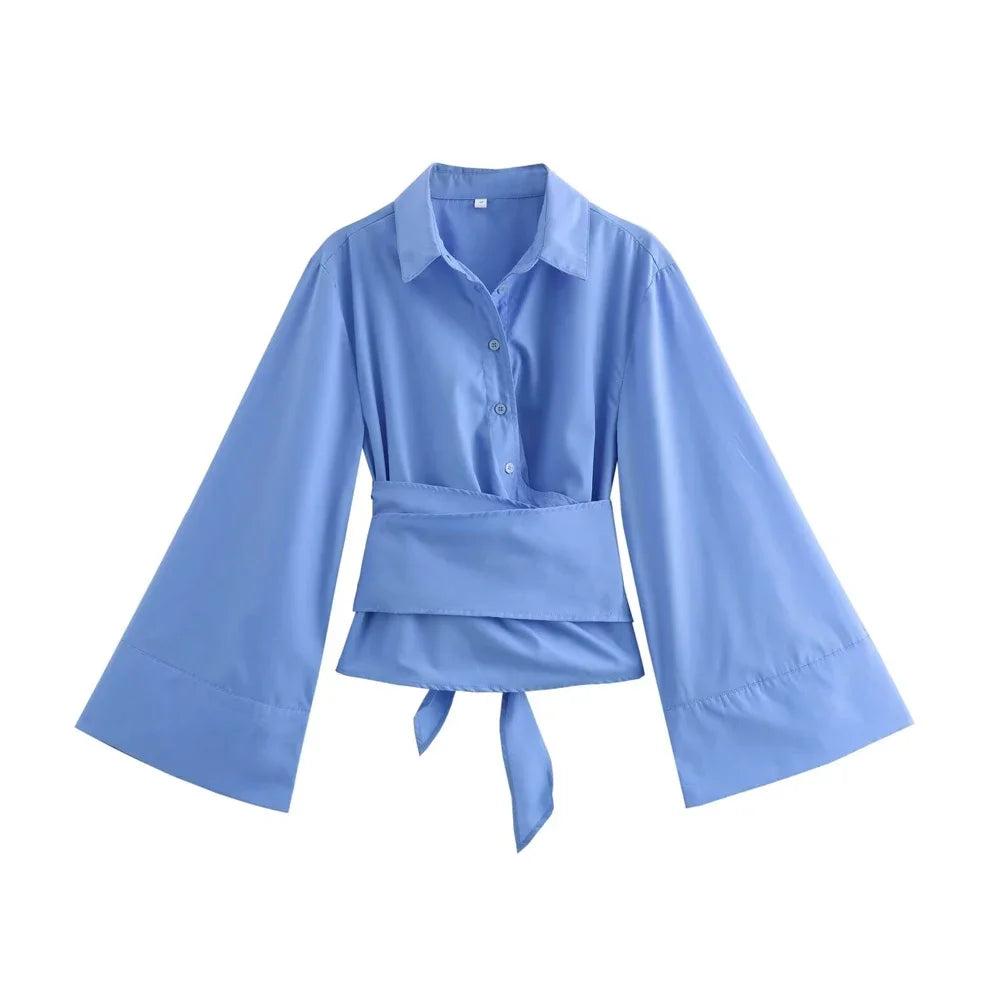 Summer Women’s Poplin Bow Tie Shirt, Multi-Color Casual Turn-Down Collar Double-Placket Blouse, Wrinkle-Resistant Chic Top